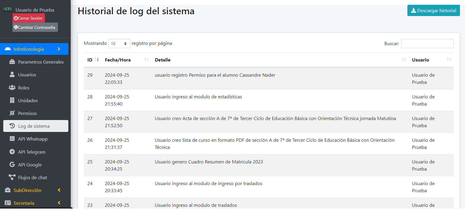 Log de Sistema