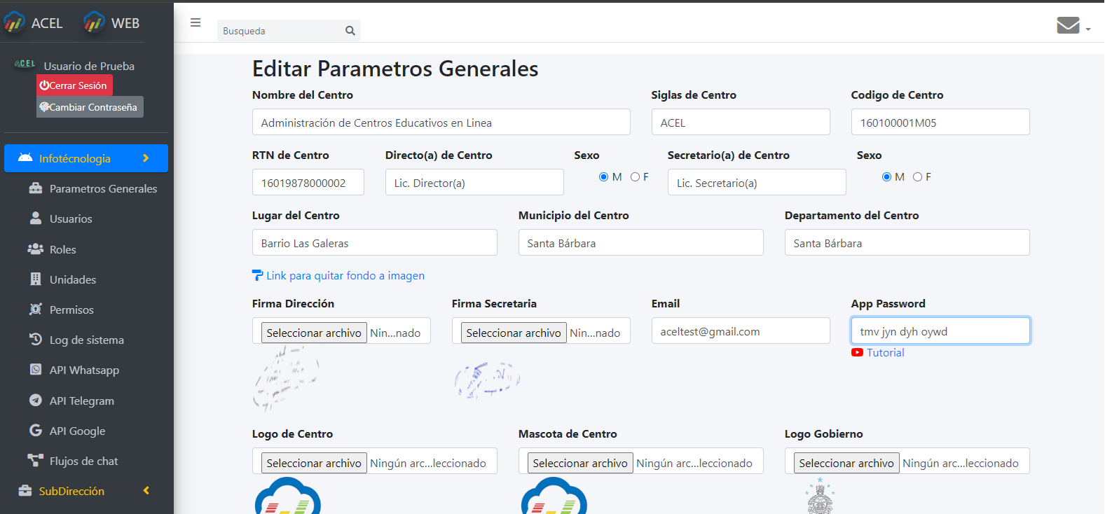 Parámetros Generales